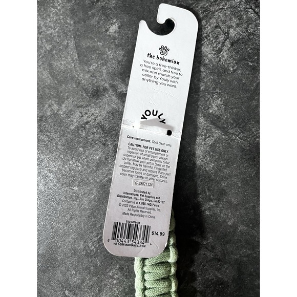 Youly The Bohemian Dog Collar Mint Green 12-15" Small New - Picture 3 of 5